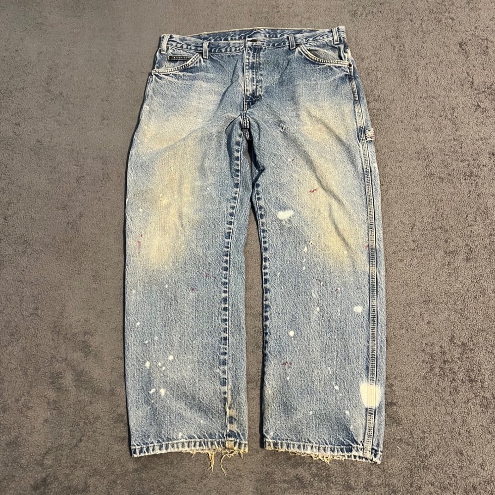 Vintage Dickies Carpenter Jeans Mens 36x30 Distressed Paint Splatter Workwear